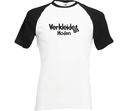 Shirtinstyle Camiseta Raglan Carnaval como Testículos Disfraz de Carnaval Revestimiento, S-XXL - Blanco-Negro, XXL