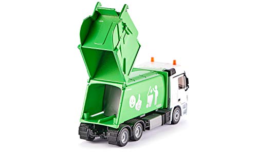 siku 2938 Camión de basura, Apertura posterior, Incl. Contenedor, 1:50, Metal/Plástico, Verde/Blanco