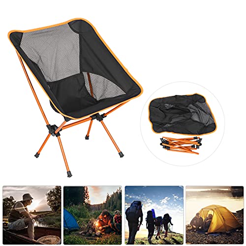 Silla de Camping Compacta, Silla Portátil de Fácil Almacenamiento Estable Cómoda con Bolsa de Almacenamiento para Barbacoa para Acampar para Pescar(naranja)