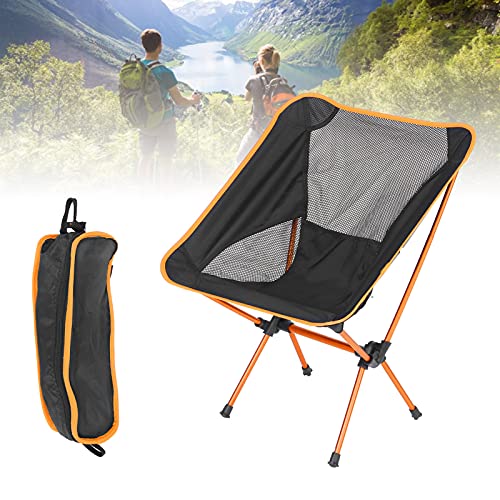 Silla Portátil, Silla de Camping Al Aire Libre Estable Marco de Aluminio de Fácil Almacenamiento con Bolsa de Almacenamiento para Pescar para Barbacoa para Acampar(Naranja)