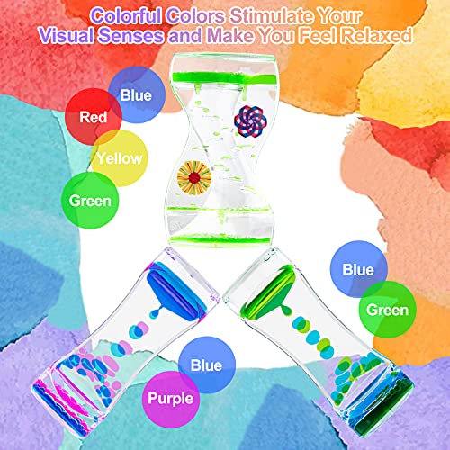 Sirecal Temporizador de Arena Líquido Burbujeador 3 PCS Reloj de Arena Temporizador Alivio de Estrés Decoración de Escritorio para Juego Sensorial Fidget Juguete