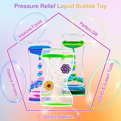 Sirecal Temporizador de Arena Líquido Burbujeador 3 PCS Reloj de Arena Temporizador Alivio de Estrés Decoración de Escritorio para Juego Sensorial Fidget Juguete