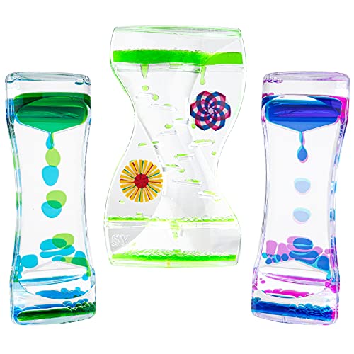 Sirecal Temporizador de Arena Líquido Burbujeador 3 PCS Reloj de Arena Temporizador Alivio de Estrés Decoración de Escritorio para Juego Sensorial Fidget Juguete
