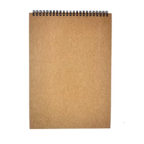 SIYI-XIU Bloc de Dibujo A4 Cuadernos de Bocetos Espiral 30 Hojas 160 GSM Cuadernos de Papel Kraft en Blanco para Dibujo Artístico,Notas de Aula,Diario de Viaje,Marrón
