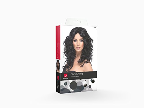 Smiffys Peluca Glamour, Negra, Larga, rizada