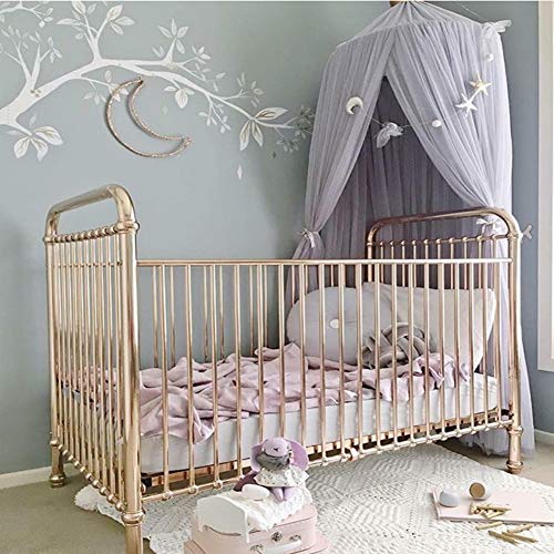 STKASE® Mosquiteras para Cama Mosquitera para Cuna de Bebés Infantil Habitación de Juego con Encaje para Niños Niñas Cortina con Cúpula Redonda,Azul