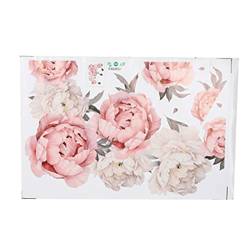 Tianhaik Pegatinas Decoración Flores Decoración de La Sala Pegatinas de Pared Peonía Flor Etiqueta de Fondo para Dormitorio