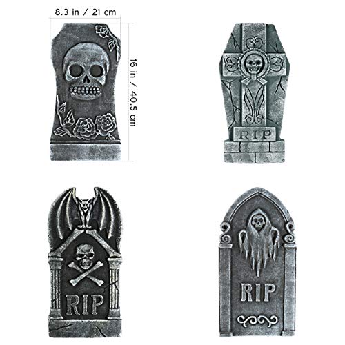 Toyvian 4 piezas de decoración para tumba de Halloween realista, cementerio, decoración y accesorios, 38 x 20 x 20 cm