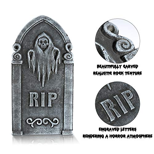 Toyvian 4 piezas de decoración para tumba de Halloween realista, cementerio, decoración y accesorios, 38 x 20 x 20 cm