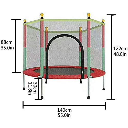 Trampolín TBTBGXQ para niños con colchón de resorte antideslizante impermeable durable para interiores y exteriores Trampolín Maxim carga de seguridad 200 kg 140 x 122 x 88 cm