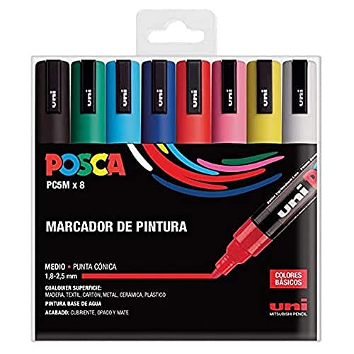 UNI Posca Set PC 5M Basic - Pack 8 rotuladores