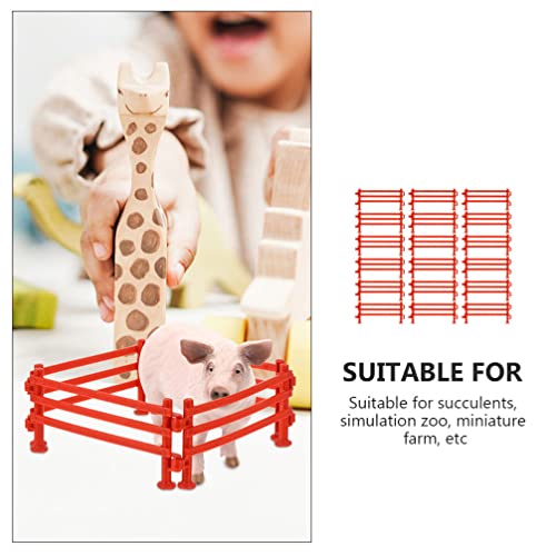 Veemoon 200 Uds Caballo Corral Esgrima Accesorios Playset Granja Animal Cerca Panel Miniatura Pet Playpen Juguete para Granja Paddock Caballo Estable Árbol de Navidad Escena Prop Ladrillo Rojo