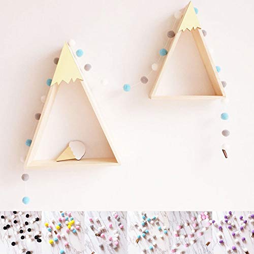 VOOYE 2M 30pcs Fieltro de Lana Bola Bebé Habitación Pared Decorativa Colgante Piel Bola Guirnalda para Manualidades Creación y Hobby Suministros Decoración Hogar - Blanco + Gris + Azul, Free Size