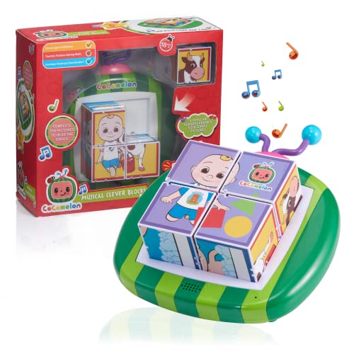 WOW! STUFF CoComelon Toys Bloques de construcción Musicales Inteligentes, Juguete de Aprendizaje Preescolar Que Reproduce 6 Canciones de rima de guardería, niños de 2, 3, 4 y 5 años (Musical Clever)
