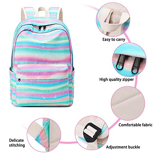Xinveen Mochila Rainbow para niños Twinkle mochila escolar ligera para portátil, multifunción, regalo para adolescentes y mujeres, arcoíris (Multicolor) - A-XVeu-stripebag-rainbow