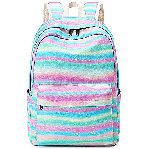 Xinveen Mochila Rainbow para niños Twinkle mochila escolar ligera para portátil, multifunción, regalo para adolescentes y mujeres, arcoíris (Multicolor) - A-XVeu-stripebag-rainbow
