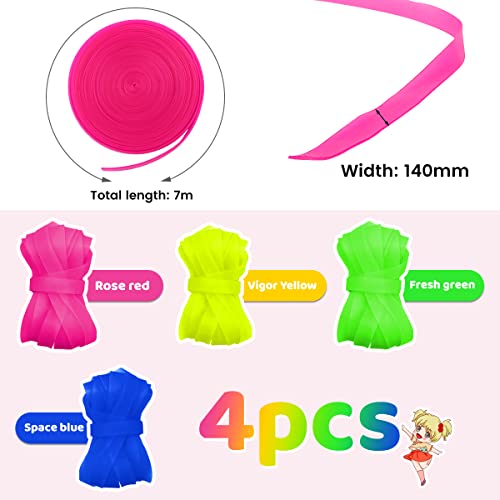 XiXiRan 4 Piezas Goma de Saltar Niños, Goma para Saltar, Goma Saltar Juego, Goma Elastica para Juegos, Juegos de Interior y Exterior, 4 Combinaciones de Colores, 7 M de Longitud