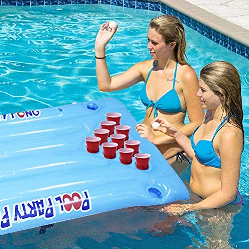 YIPUTONG Beer Pong colchón de Aire Inflable Beer Pong colchón de Aire con 24 Agujeros para Tazas, Mesa de Beer Pong para Piscinas, Playas, Acampada, Juego de Fiesta, Juego para Beber