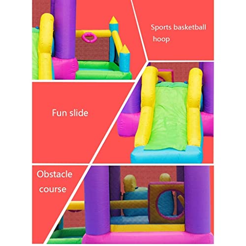 ZBBN Castillos hinchables, Parque Infantil, Juguetes interactivos Grandes para Padres e Hijos, tobogán Interior, jardín al Aire Libre Familiar, césped (púrpura 370 * 305 * 250 cm)
