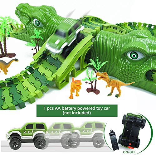 Zwini Pista de Carreras Juguetes de Dinosaurios Mundo Jurásico 153 Pistas Flexibles Que Dinosaur Track Toy Car para niños Circuitos de Carreras de Autos