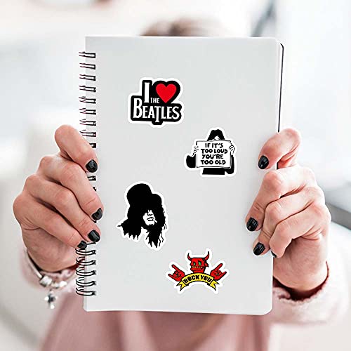 102 pegatinas de Rock Band con música Rock Roll Música pegatinas de vinilo impermeables para personalizar ordenadores portátiles, paredes, ventanas, monopatines, botellas de agua, guitarras