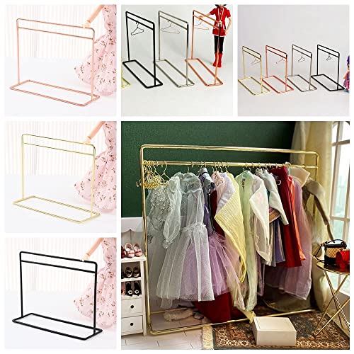 1/6 1/12 Escala Muñeca Ropa Rack Muñecas Accesorios Perchas Miniaturas Muebles Casa de Muñecas Organizador de ropa Jugando Casa Niños Juguete (45 x 35 cm, oro rosa)