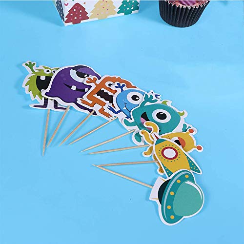 18 Piezas Toppers de Paste, Decoración de Fiesta de Pastel de Monstruo, Adecuado para Fiestas Temáticas de Monstruos, Fiestas de Cumpleaños, Fiestas En El Jardín, Decoraciones para El Hogar, Etc