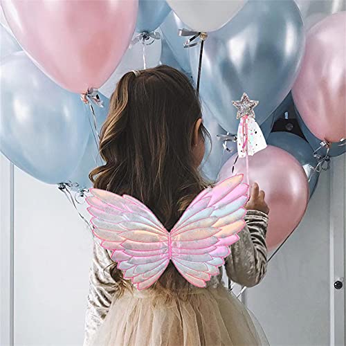 2 Piezas Alas de Mariposa de Colores, Varitas de Hadas, Alas de Niños, Accesorios de Disfraces de Fiesta de Cumpleaños para Niños