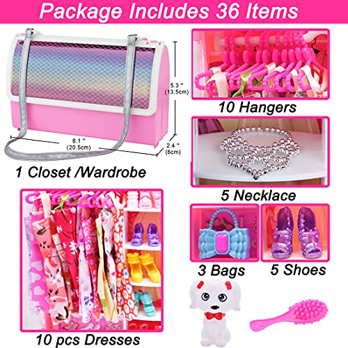36 Piezas Ropa de Moda Zapatos y Accesorios para Las muñecas Doll, Incluyendo 10 los Vestidos, 20 Accesorios para Las muñecas Doll, para 11.5 Pulgadas 28-30 CM Muñecas