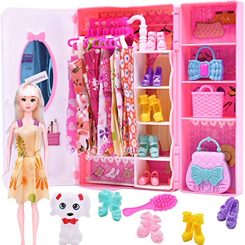 36 Piezas Ropa de Moda Zapatos y Accesorios para Las muñecas Doll, Incluyendo 10 los Vestidos, 20 Accesorios para Las muñecas Doll, para 11.5 Pulgadas 28-30 CM Muñecas