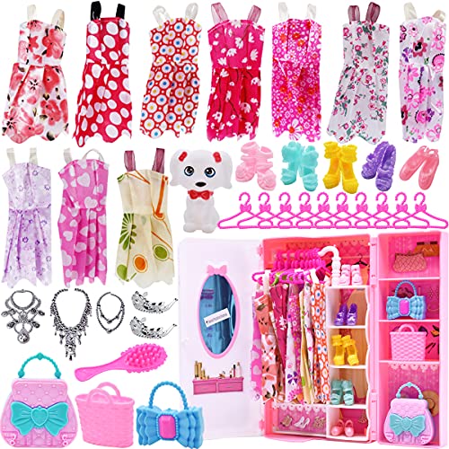 36 Piezas Ropa de Moda Zapatos y Accesorios para Las muñecas Doll, Incluyendo 10 los Vestidos, 20 Accesorios para Las muñecas Doll, para 11.5 Pulgadas 28-30 CM Muñecas