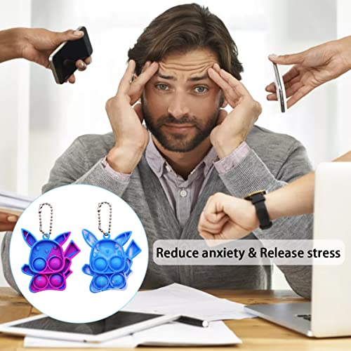 4 Pcs Mini Pop It Fidget Toy Keychain, Mini Pop It Barato Llaveros de Silicona Antiansiedad, Silicona Sensorial Pop It Fidget Juguete para Todos Los Niños y Adultos