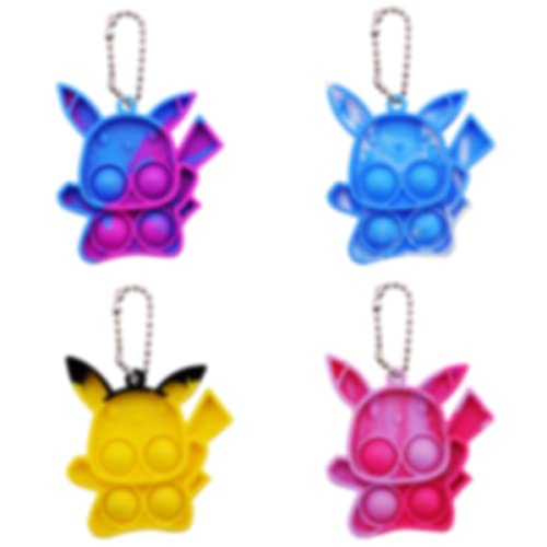 4 Pcs Mini Pop It Fidget Toy Keychain, Mini Pop It Barato Llaveros de Silicona Antiansiedad, Silicona Sensorial Pop It Fidget Juguete para Todos Los Niños y Adultos