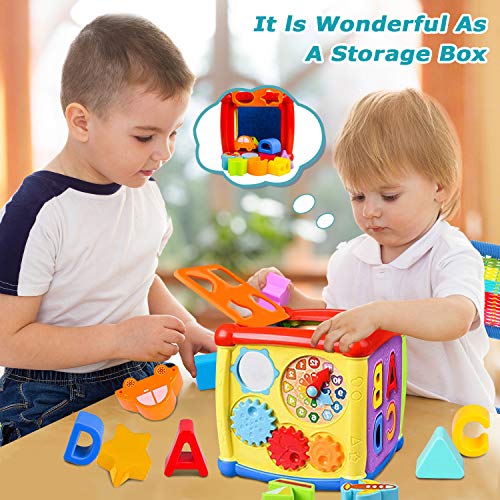 6 en 1 Cubo de Actividad Multiusos Juguetes para Bebés 12-18 Mes Juguetes para Bebés 6 12 Mes Clasificador de Forma de Color Musical Regalo para 1 2 3 años Niños Niñas Navidad cumpleaños