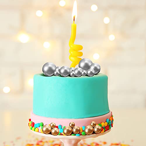 66 Toppers de Pastel de Mini Globo Palos de Pastel de Bolas de Espuma Bolas de Perlas de Imitación de Cupcake Topper de Inserción de Pastel DIY Decoración de Hornear (Oro, Plata)