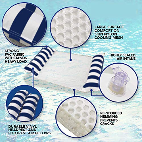 7WUNDERBAR Inflable Hamaca de Agua colchón de Aire Hamaca colchones Piscina Plegable Cama Flotante sofá de Agua Piscina salón colchón de baño Cama Flotante para Adultos (Azul Oscuro)