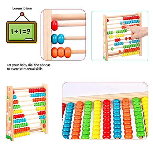 Ábaco de Madera, Juguete Montessori, Abacus Rake Slider,Matemáticas con 100 cuentas de madera, Juguete infantil, , Regalo para niños,Juguetes Educativos de Matemáticas Abacos para Niños