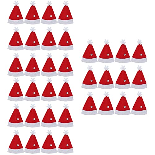 ABOOFAN 36 unids mini gorras de Navidad Lollipop Sombreros Decoraciones no tejidas Candy Packing Sombreros Suministros de Navidad para la tienda de casa Decoración de Navidad
