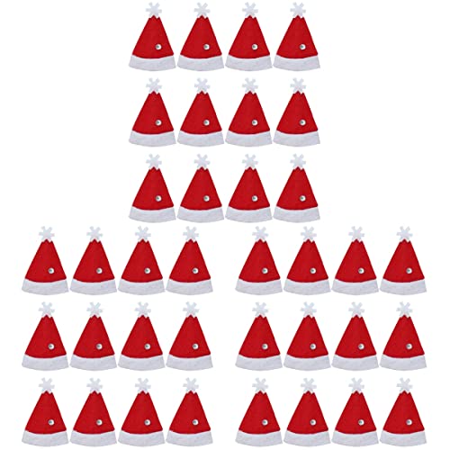 ABOOFAN 36 unids mini gorras de Navidad Lollipop Sombreros Decoraciones no tejidas Candy Packing Sombreros Suministros de Navidad para la tienda de casa Decoración de Navidad