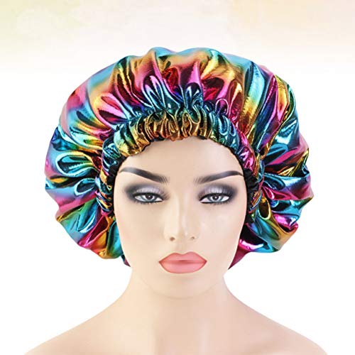 ABOOFAN Gorro de baño elástico de moda para dormir, gorro de noche de doble capa (negro)
