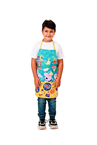 ADVERSIA Peppa Pig - Infantil Cocinero - Delantal Impermeable - Delantal Ajustable para Niños Entre 0 y 6 Años (Peppa Pig Pizza Party)