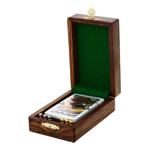 Ajuny Juego de Mesa Tradicional de Madera Cribbage con Clavijas de Metal y Tarjetas con área de Almacenamiento Tamaño de Tablero 5x3,25x2 Pulgadas