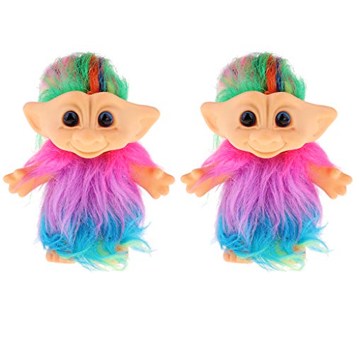 Almencla Figuras Coloridas de La Casa de Muñecas 2pcs Vintage Lucky Troll Dolls Colecciones Regalos