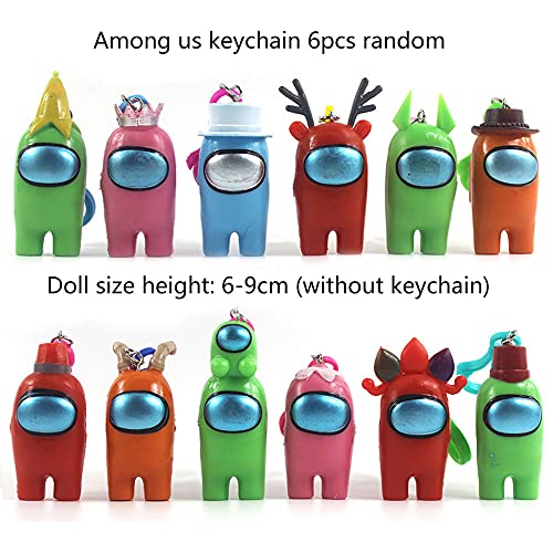 Among Us Llavero,CYSJ 6 PCS Entre Mini Llaveros Pendientes Nosotros Muñeca Juguete Entre Juegos de Personajes Llave Colgante Decoración