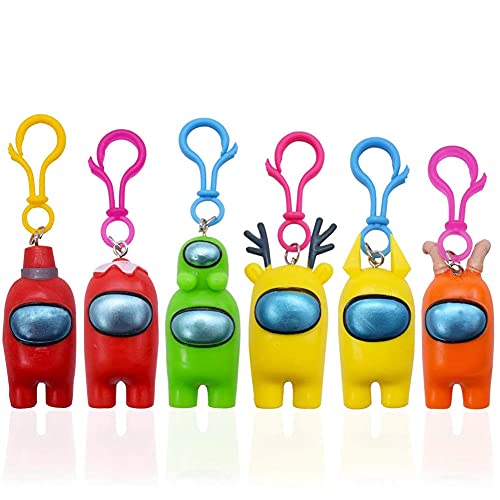 Among Us Llavero,CYSJ 6 PCS Entre Mini Llaveros Pendientes Nosotros Muñeca Juguete Entre Juegos de Personajes Llave Colgante Decoración
