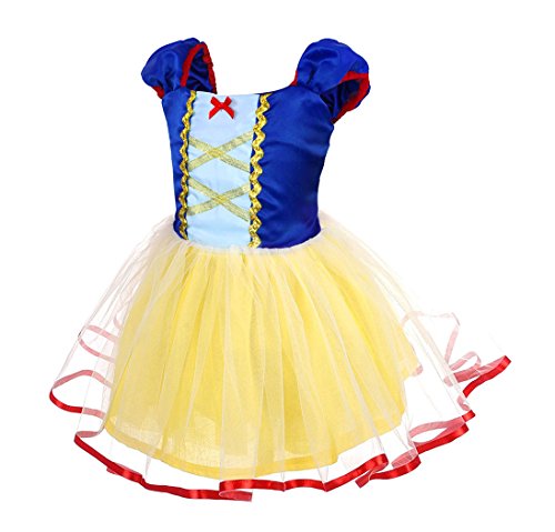 AmzBarley Disfraz Vestido Princesa Blancanieves Niña Tutu Ceremonia,Traje Niña,Disfraz Infantil Fiesta Carnaval Cosplay Halloween con Accesorios, 1-2 Años
