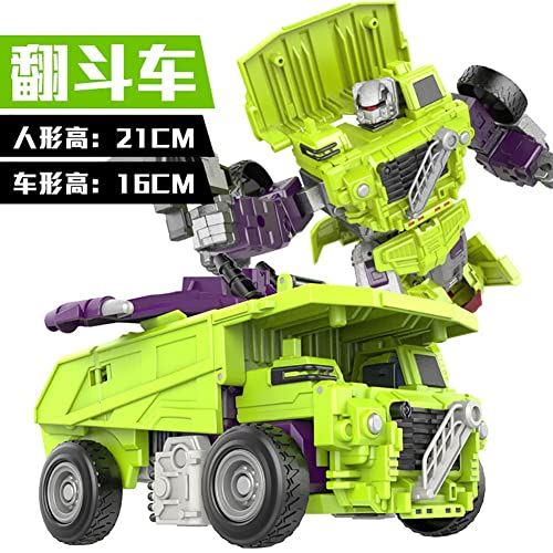 ASDPOIRE Juguetes de Transformers, Juguete King Kong Seis-Ajuste ingeniería vehículo Coche Robot Super Grande combinación Modelo niño (Color : 2, Tamaño : Green)
