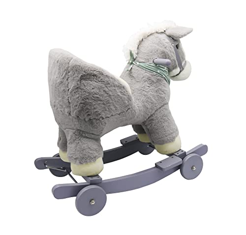 ATAA Toys Balancín Caballo Convertible 2 en 1 - Gris - Caballito balancín y Corre pasillos de Peluche para niños y niñas