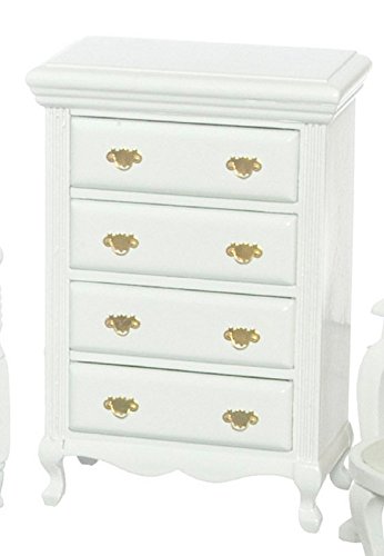 Aztec Imports, Inc. Muebles de Dormitorio para Casa De Muñecas Madera Blanca Cajonera sobre Patas 5672