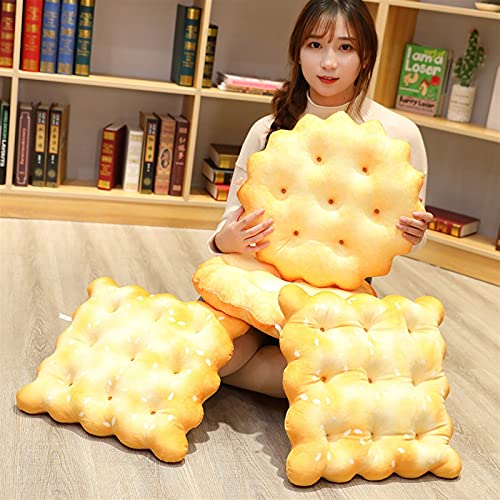 BAIMENGLONG Juguete Suave tierno Galletas De Simulación Sofá De Peluche Sofá Forma Redonda Cuadrado Sésamo Sésamo Llano Galleta Snack Cojín Fotografías (Color : Square)